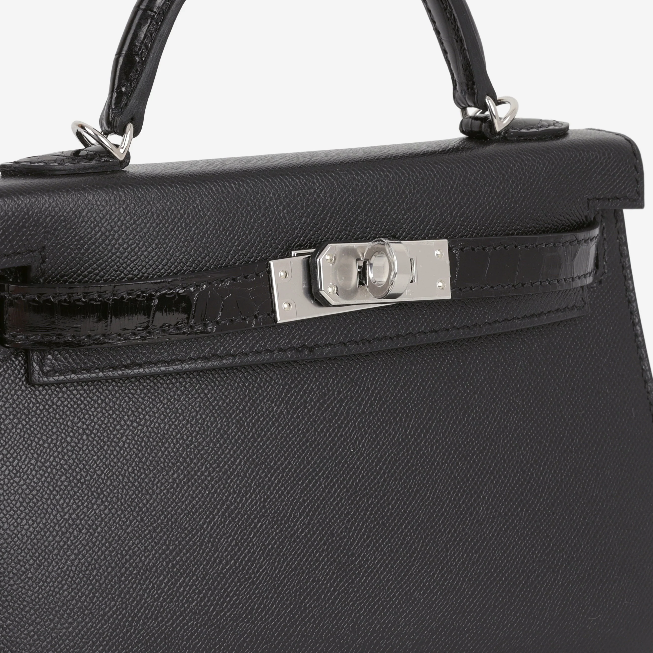 Hermès Mini Kelly Touch - Black Madame / Alligator | Palladium Hardware - Image 11